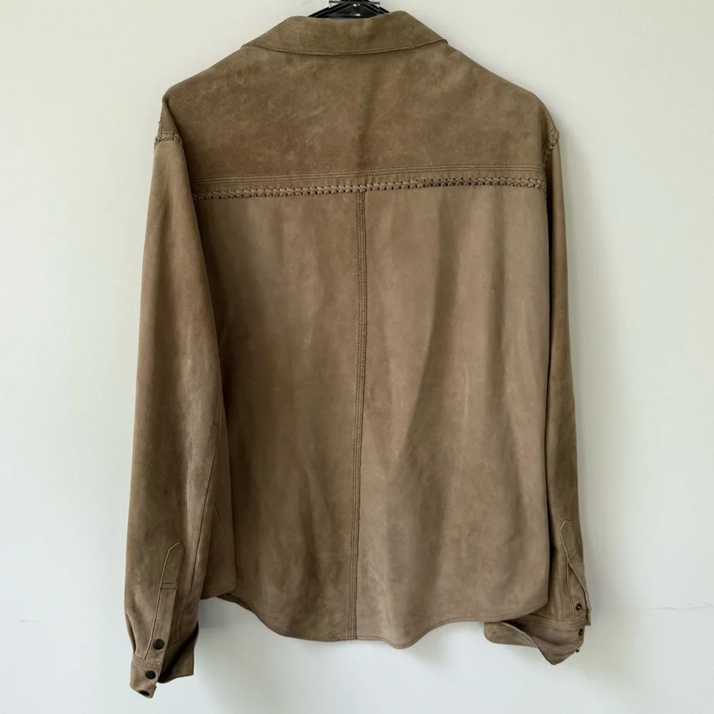 Vintage Wilson’s Leather House of Suede 100% Leather Jacket Brown Braided Zip Up - Picture 3 of 8